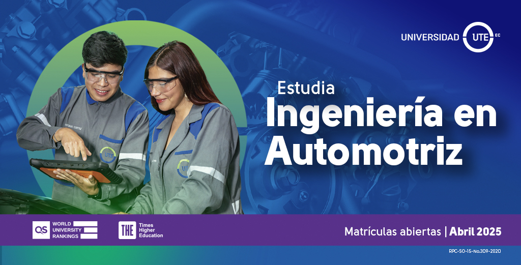 INSCRIPCIONES ABIERTAS!
¡Impulsa tu futuro en la industria que mueve al mundo! 🚗⚙
Estudia Ingeniería Automotriz y desarrolla tecnologías innovadoras para los vehículos del mañana. 🚗🛠 ¡Diseña, innova y acelera tu carrera!"

¡Conoce más aquí! 📷
 admisiones.ute.edu.ec/grado/ingenier…