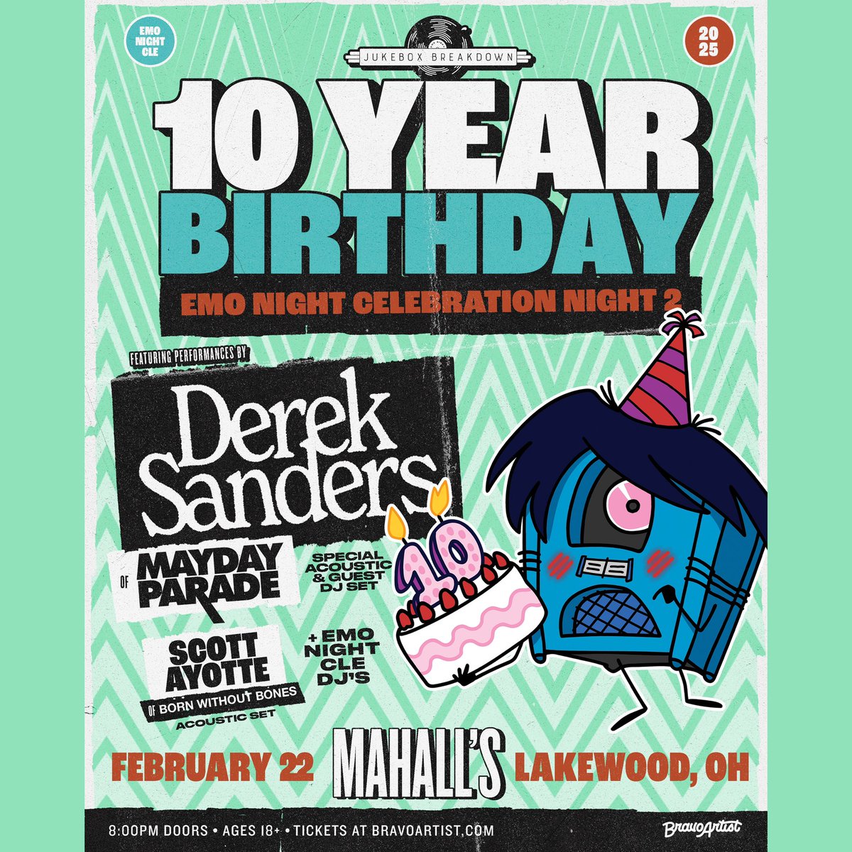 bornwobonesband's tweet image. hello? back to cleveland 2/22 for the @emonightCLE 10th bday party 🎂 acoustic set opening up for Derek from @maydayparade 🫡 tix on sale now

🎟️: dice.fm/event/k6mrq8-e…