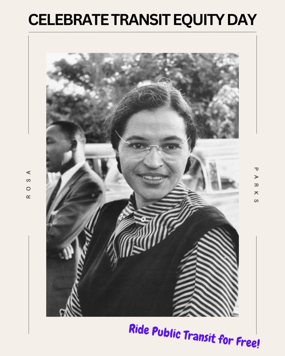 Rosa Parks was a pivotal figure in transportation equity, paving a pathway for other civil rights advocates and supporters. Join us in honoring Rosa; locals across L.A. County may ride public transit for free in honor of Transit Equity Day. 

#transitequity #rosaparks #latransit