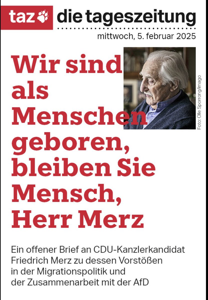 Le survivant de l’Holocauste Leon Weintraub publie une lettre ouverte au président de la CDU 
„Nous sommes nés comme des êtres humains, restez humain monsieur Merz“