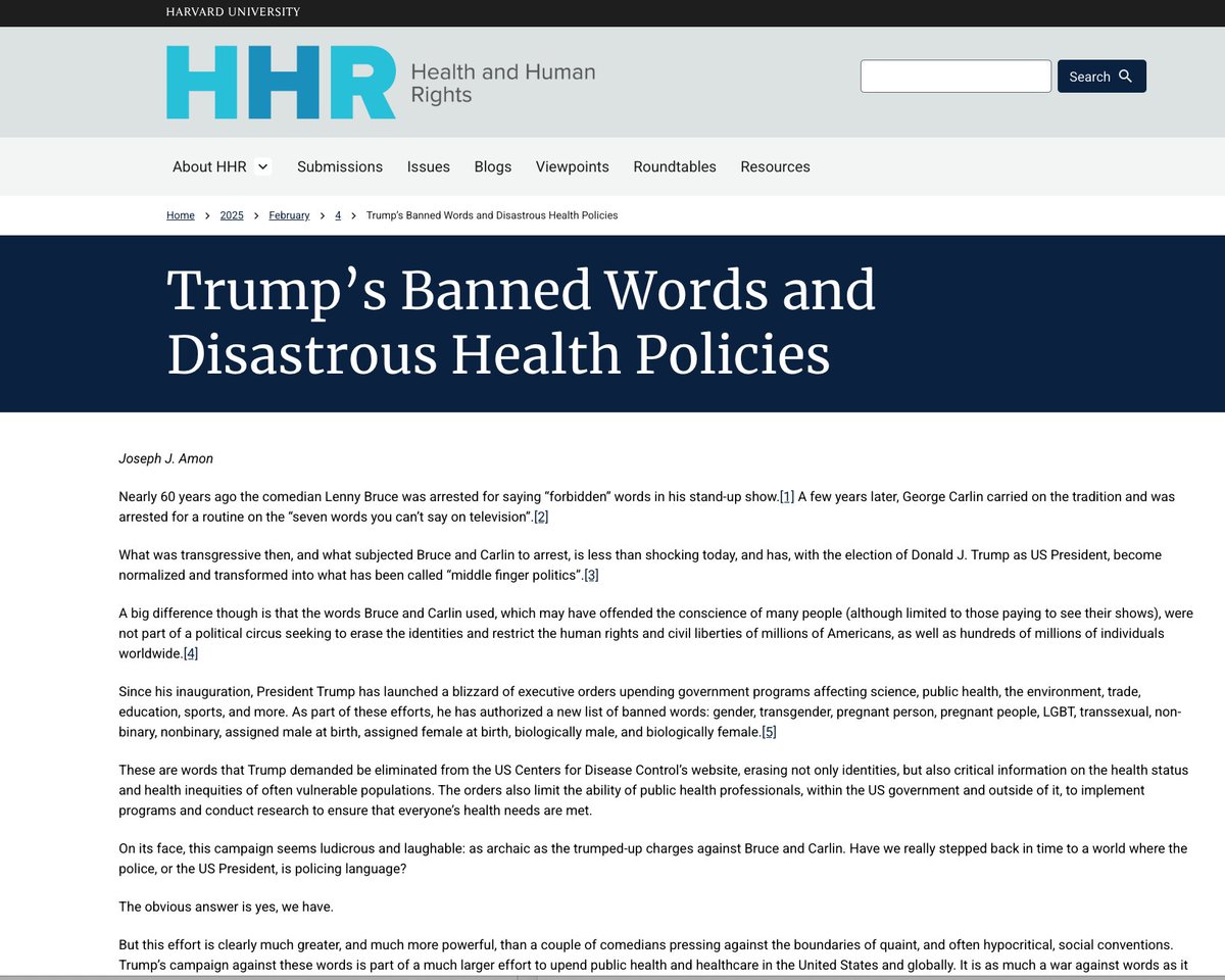 ⚠️ Banned Words ⚠️

Article published (HHR) details the banned words of the new administration 

Transgender, Pregnant person, Pregnant people, LGBT,
Transsexual, Non-binary, Nonbinary, Assigned male at birth, Assigned female at birth, Biologically male, and Biologically female