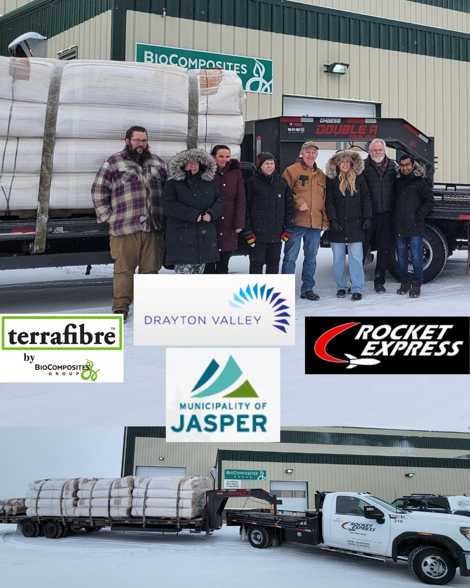 BCG and the Town of Drayton Valley are pleased to support the wildfire recovery efforts of Jasper Parks with our hemp mats.  Thank you Jasper Parks for shopping local!  As well, local trucking firm Rocket Express helped provide excellent service on a cold day.