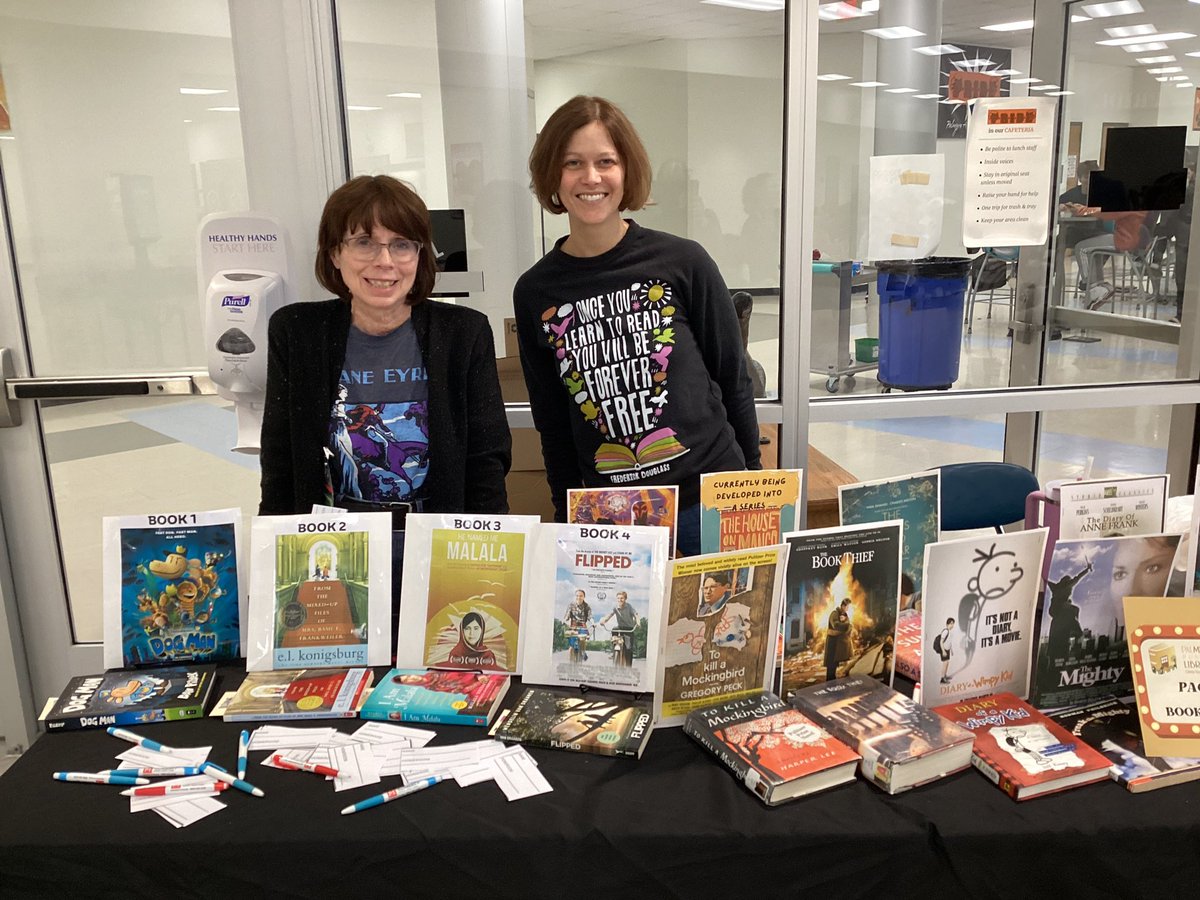 We had a great visit from the Palmyra Public Library today! The theme was pages to screens in honor of award season. Thank you for your visit. We look forward to the next one! <a href="/MrWPopejoy/">Palmyra Area MS</a>