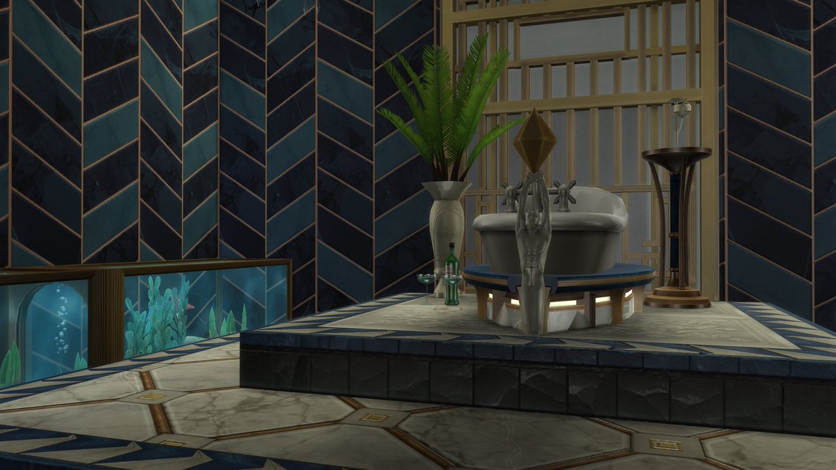 AndromedaMalaka's tweet photo. When I say I've been looking forward to doing this all day after speaking with @surelysims last night, I really mean it. This pack is a lounge/bar kinda set. And yet, it can be mish mashed to make a damn fine bathroom. #TheSims4 #TheSims #Bioshock #Rapture #TS4 https://t.co/BdCtiFnpgf