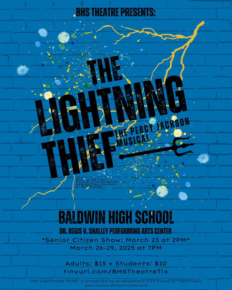 Our spring musical THE LIGHTNING THIEF is coming soon! Performances are March 26-29, 2025 at 7pm :) Tickets are available online NOW at tinyurl.com/BHSTheatreTix 💙