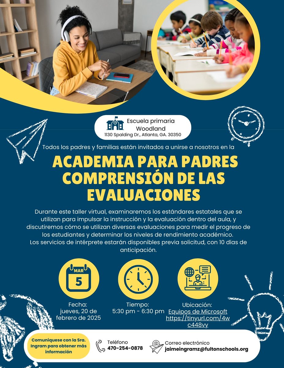 All parents and families are invited to join us at the Understanding Assessments Parent Academy, Thursday, February 20, 2025, from 5:30-6:30pm. Visit tinyurl.com/2h95jndt for more info.