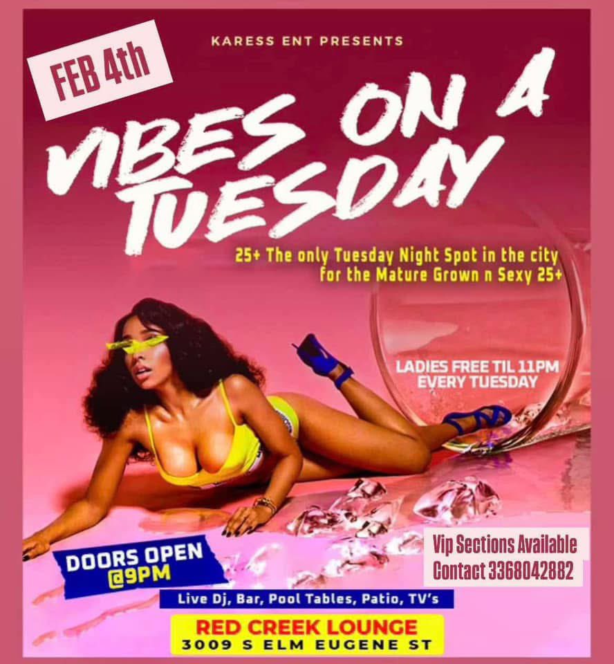 Karess__Ent's tweet photo. LADIES NO COVER CHARGE TIL 11pm tnite #VibesOnATuesday

 @ RC BILLIARDS &amp; LOUNGE located 3009 S Elm Eugene St 

Bring ya friend n come have a drink !! Play some pool get some food !! 

Yes we have food !!! https://t.co/DbH0n2cxJf