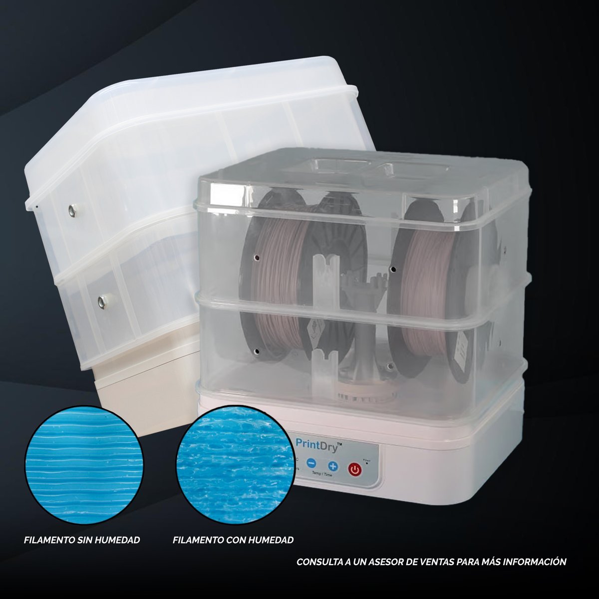 ColorPlus3d's tweet image. 🔹PRINTDRY PRO 3🔹
 💧Diseñado para secar y alimentar filamento a tu impresora 3D simultáneamente. 😎
👀El PrintDry PRO3 ofrece una solución eficiente para mantener tus filamentos secos 👌
🌐colorplus3d.com/?s=+PRINTDRY+P…
.
.
#filamento #3dprint #impresion3d #pla #abs #petg #3d