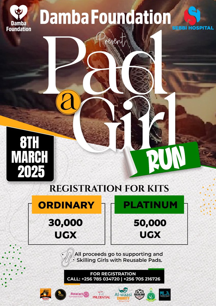 DambaIbrahim2's tweet photo. Tomorrow #DambaFoundation will be Officially Launching its #PadAGirlRun at Sebbi Hospital having our Official guest Headteacher of @SpenaOfficial Mrs Gift. https://t.co/QkBJGJALR8