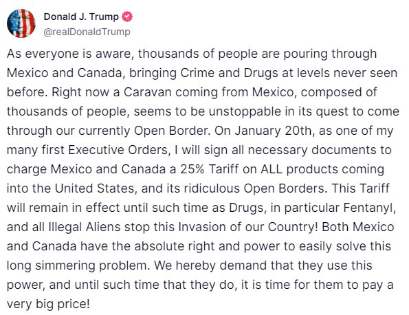 neitonblanco's tweet photo. Buddy, this statement underscores his demand for both nations to enhance their border security to prevent illegal immigration and drug trafficking, with the threat of tariffs serving as leverage https://t.co/qnoR3fGSKf