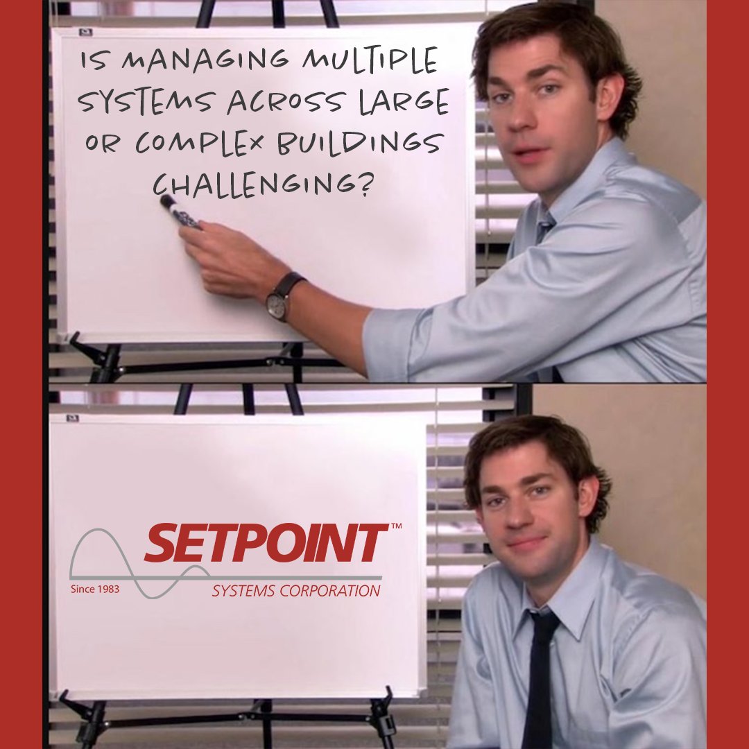 SetpointSystems's tweet image. Struggling to juggle multiple building systems? Let Setpoint Systems Corporation simplify your operations with seamless automation and control. 💡🌎
Effortless management, enhanced efficiency—since 1983

#energyefficiency #meme #officememe #buildingcontrols #buildingmanagement