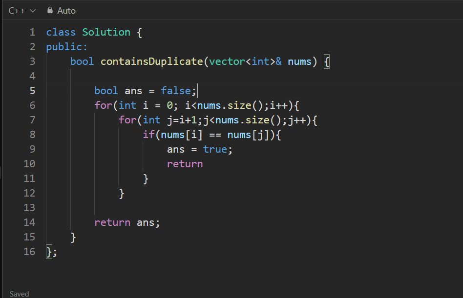 geekstartwt's tweet image. Leetcode problem 217 Contains Duplicate.
My first approach was pretty not good, as it was comparing every element for every iteration, which led to submission time exceeding, but after some attempts, I came to an effective solution.
#coding #leetcode #buildinpublic #developer