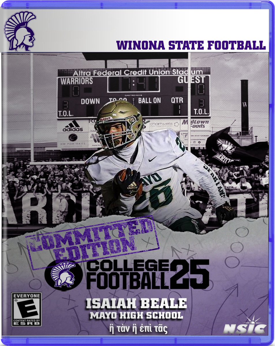 Isaiah Beale (@bealeji) on Twitter photo I am extremely excited to announce my commitment to further my academic and athletic career <a href="/WinonaState_FB/">Winona State Football</a> Thank you to everyone who helped me along the way including family, friends and coaches! Go Warriors! 🟣⚫️ <a href="/CoachParnell/">A.J. Parnell</a> <a href="/CoachCosgrove18/">Charlie Cosgrove</a> <a href="/Coach_Curtin_1/">Brian Curtin</a> <a href="/fb_mayo/">Mayo Spartan FB Recruits</a> I am extremely excited to announce my commitment to further my academic and athletic career <a href="/WinonaState_FB/">Winona State Football</a> Thank you to everyone who helped me along the way including family, friends and coaches! Go Warriors! 🟣⚫️ <a href="/CoachParnell/">A.J. Parnell</a> <a href="/CoachCosgrove18/">Charlie Cosgrove</a> <a href="/Coach_Curtin_1/">Brian Curtin</a> <a href="/fb_mayo/">Mayo Spartan FB Recruits</a>