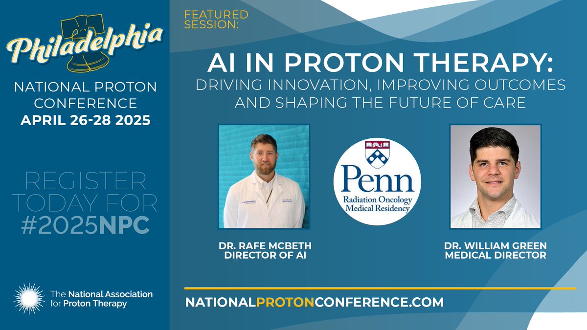 National Association for Proton Therapy (@naptprotons) on Twitter photo š AI is transforming proton therapy! Join experts at #2025NPC to explore AIās impact on treatment planning, efficiency & patient access.
š April 27: 1:45ā 2:30 PM
š¤ Dr. Rafe McBeth & Dr. William Green of <a href="/PennMedicine/">Penn Medicine</a> <a href="/PennCancer/">Penn Medicine - Abramson Cancer Center</a>
Register now! ā¬ļø
š nationalprotonconference.com š AI is transforming proton therapy! Join experts at #2025NPC to explore AIās impact on treatment planning, efficiency & patient access.
š April 27: 1:45ā 2:30 PM
š¤ Dr. Rafe McBeth & Dr. William Green of <a href="/PennMedicine/">Penn Medicine</a> <a href="/PennCancer/">Penn Medicine - Abramson Cancer Center</a>
Register now! ā¬ļø
š nationalprotonconference.com