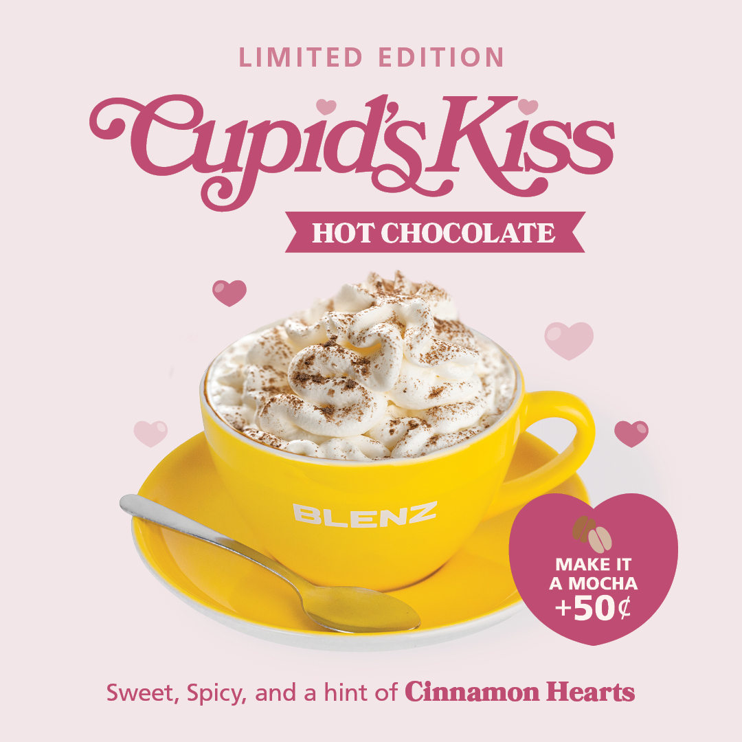 Love is in the air… and so is something sweet with a little heat! 🔥❤️ Introducing Cupid’s Kiss Hot Chocolate — a bold and indulgent twist on Valentine’s Day. Made with rich Colombian chocolate, a smoky hint of roasted ancho and chilli peppers, and topped with whipped cream and