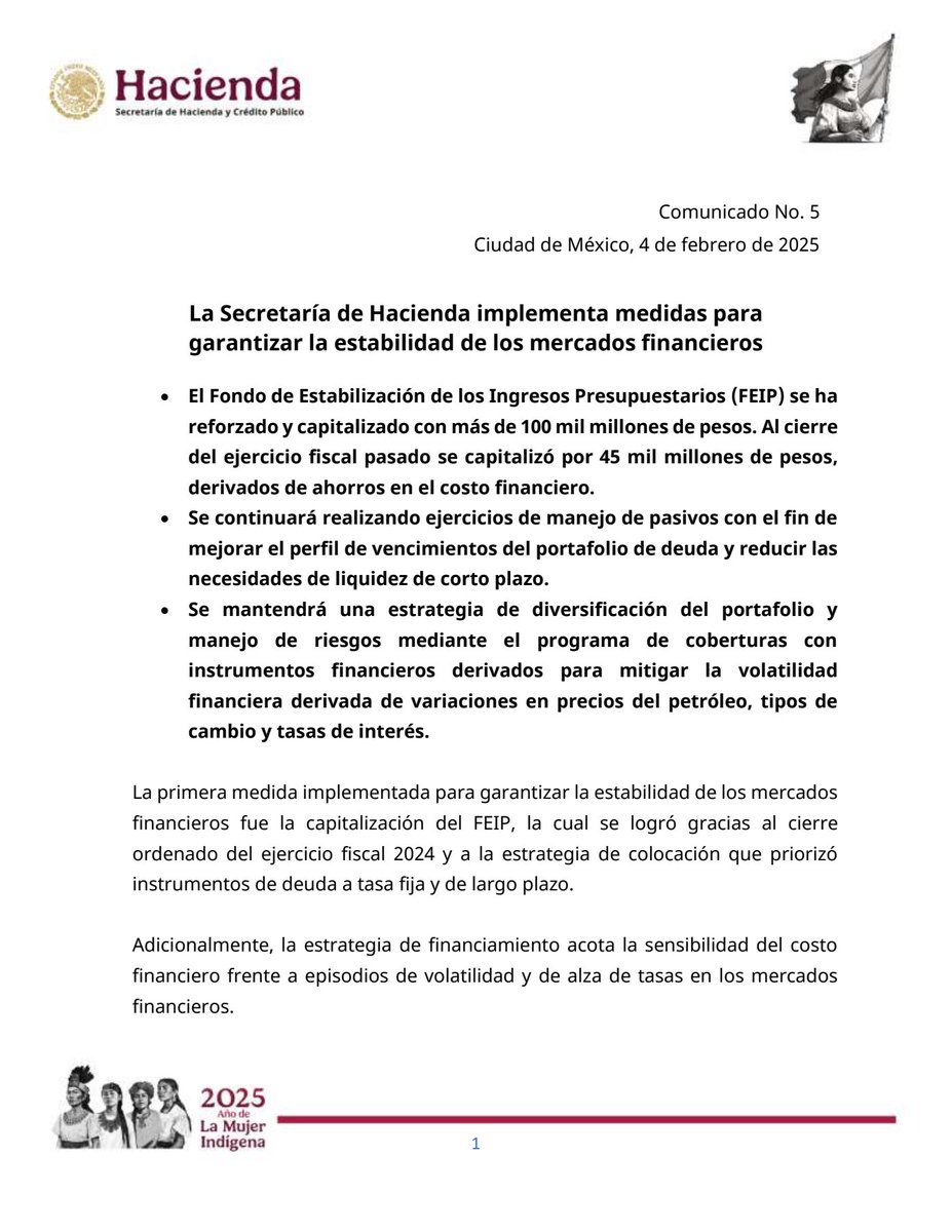 Hacienda_Mexico's tweet image. La Secretaría de Hacienda implementa medidas para garantizar la estabilidad de los mercados financieros.

gob.mx/shcp/prensa/28…

#ComunicadoHacienda