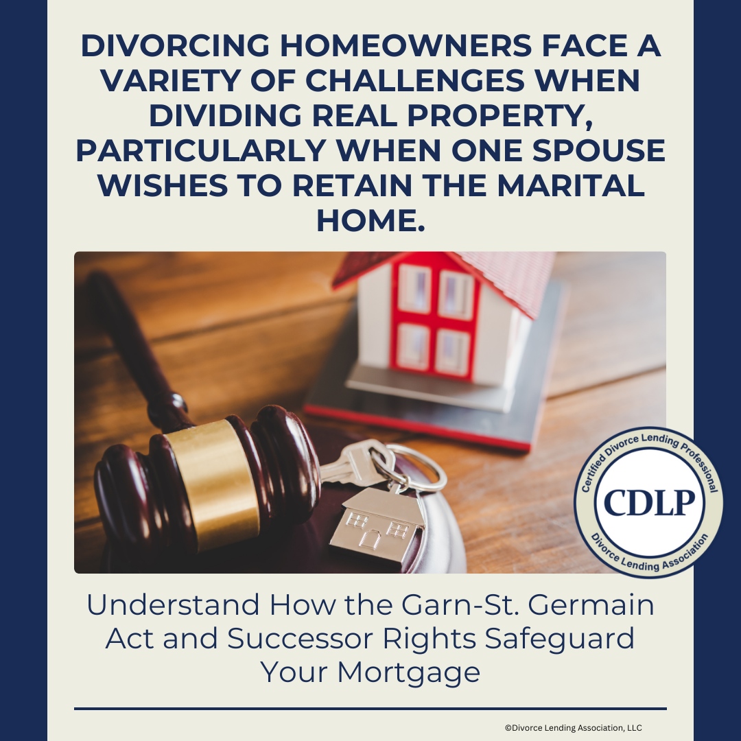 Divorce and mortgage financing can be overwhelming, but did you know that the Garn-St. Germain Act and CFPB amendments offer crucial protections for divorcing homeowners? Read this month’s newsletter for expert insights: divorcebriefings.com/GarnStGermainA…