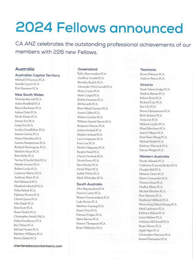 We are proud to announce that our very own Steven Zabeti achieved the prestigious designation of Chartered Accountants Australia and New Zealand (CAANZ) Fellow in 2024!