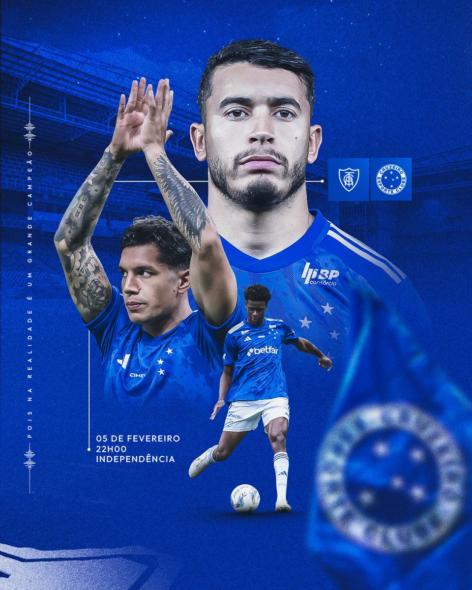 Cruzeiro's tweet photo. Azul celeste estrelado
Meu amor! Meu legado! 🎵🦊

América🆚 Cruzeiro
🏆 Campeonato Mineiro
🏟 Arena Independência
🕓 05.02.2025 | 22H
🎥 Globo e Premiere

#AFCxCRU #UmGrandeClubeNaCidade https://t.co/MZMzCDjKrn