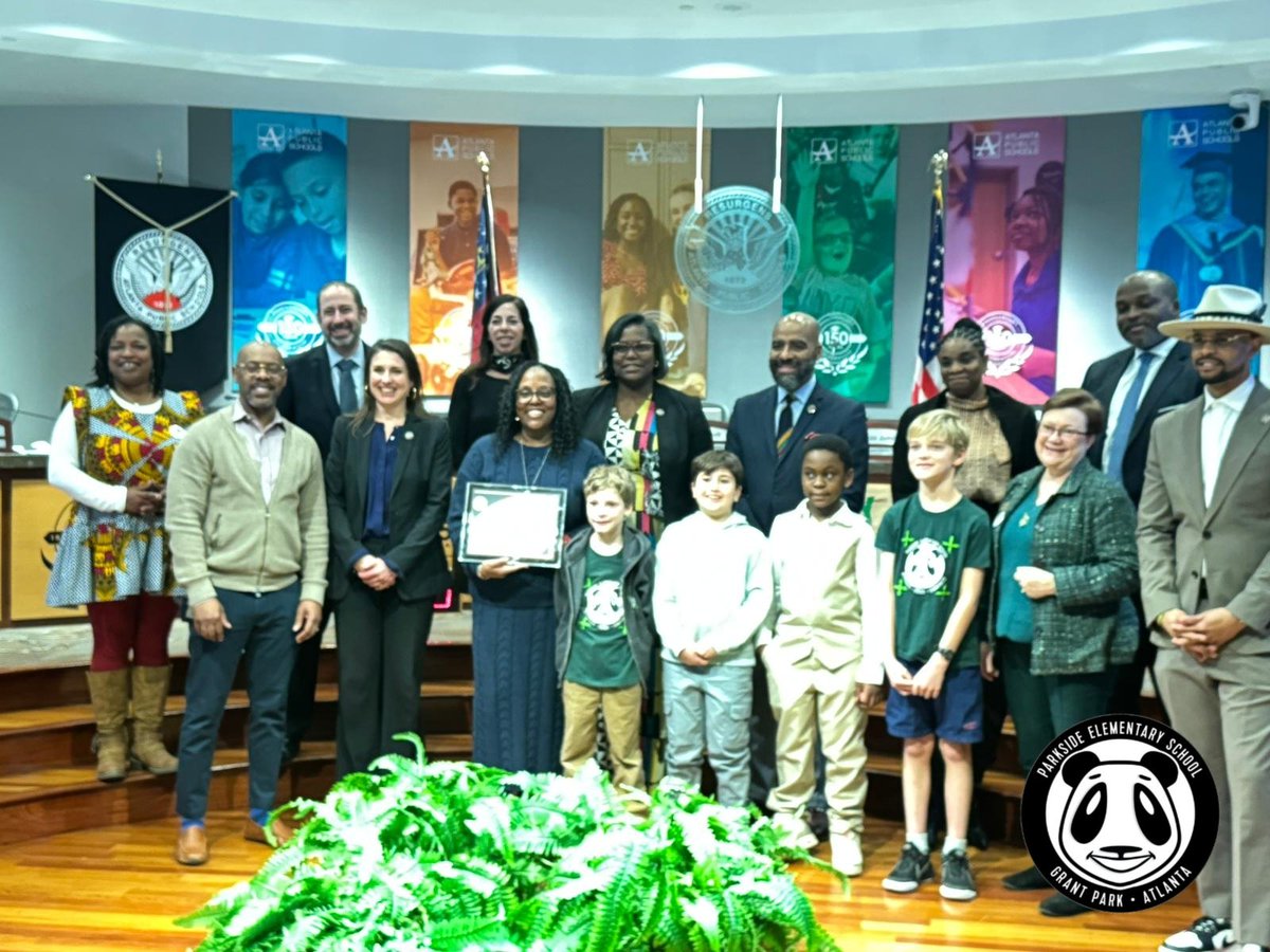 APSParkside's tweet photo. A proud moment for Parkside Elementary! 
Ms. Dottery and her 3rd-grade class were recognized at the board meeting last night for achieving the highest reading growth in 3rd grade for the Jackson Cluster based on fall-winter MAP scores! 🎉📚 #PandaPride @apsupdate https://t.co/UJoQOuhV6v