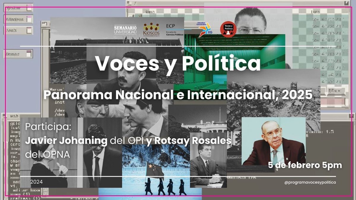 #Miércoles 5 de Febrero

👉Voces y Políticas: "Panorama Nacional e Internacional 2025:

⏱️5 pm

 En #RadioUCR #FaceboookLive