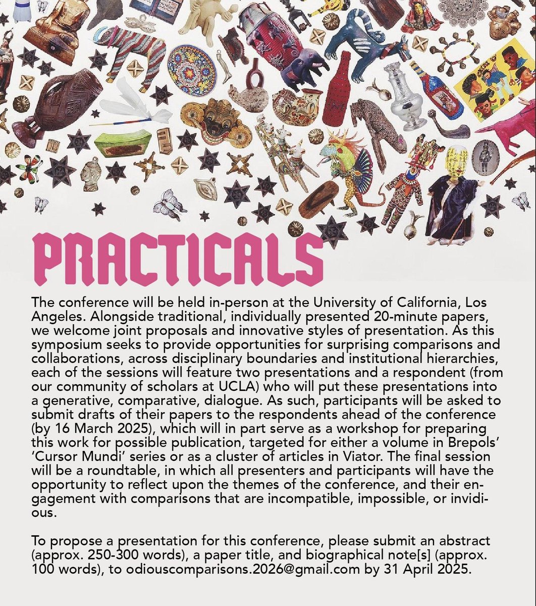 Please consider submitting to the symposium I'm organising at <a href="/UCLA_CMRS/">UCLA CMRS Center for Early Global Studies</a> in 2026: "Odious Comparisons Across and Beyond the Early Global World" (April 17-April 18 2026 [In Person], CMRS-Center for Early Global Studies, UCLA). #Medievaltwitter

CFP HERE: bit.ly/OdiousComparis…