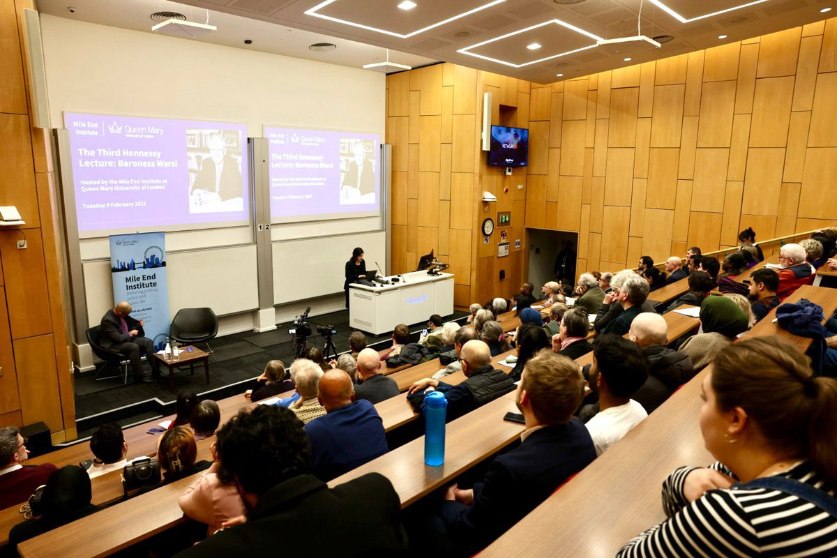 Mile End Institute (@mileendinst) on Twitter photo Tonight is the third in our new series of lectures celebrating Peter Hennessy’s life and work.
We’re delighted to welcome <a href="/SayeedaWarsi/">Sayeeda Warsi</a> to <a href="/QMUL/">Queen Mary University of London</a> for a lively discussion of Islam and Islamophobia in modern Britain. Thank you to everyone who has joined us! Tonight is the third in our new series of lectures celebrating Peter Hennessy’s life and work.
We’re delighted to welcome <a href="/SayeedaWarsi/">Sayeeda Warsi</a> to <a href="/QMUL/">Queen Mary University of London</a> for a lively discussion of Islam and Islamophobia in modern Britain. Thank you to everyone who has joined us!