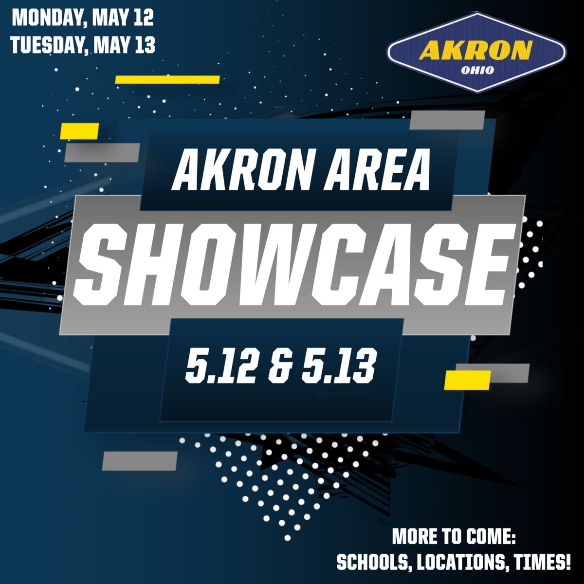 🏈COLLEGE FOOTBALL COACHES🏈

📋Come Evaluate AKRON Area players

🗓️MONDAY, MAY 12th
🗓️TUESDAY, MAY 13th

More information on schools, locations, and times coming soon!