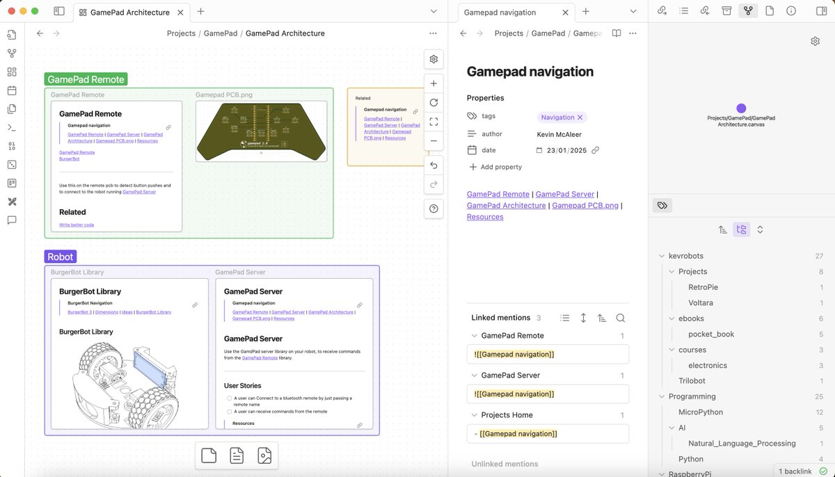 kevsmac's tweet image. Working on the documentation for the @RaspberryPi Pico based GamePad PCB I&apos;ve created. Love using #Obsidian to capture ideas and give them structure.

#MicroPython