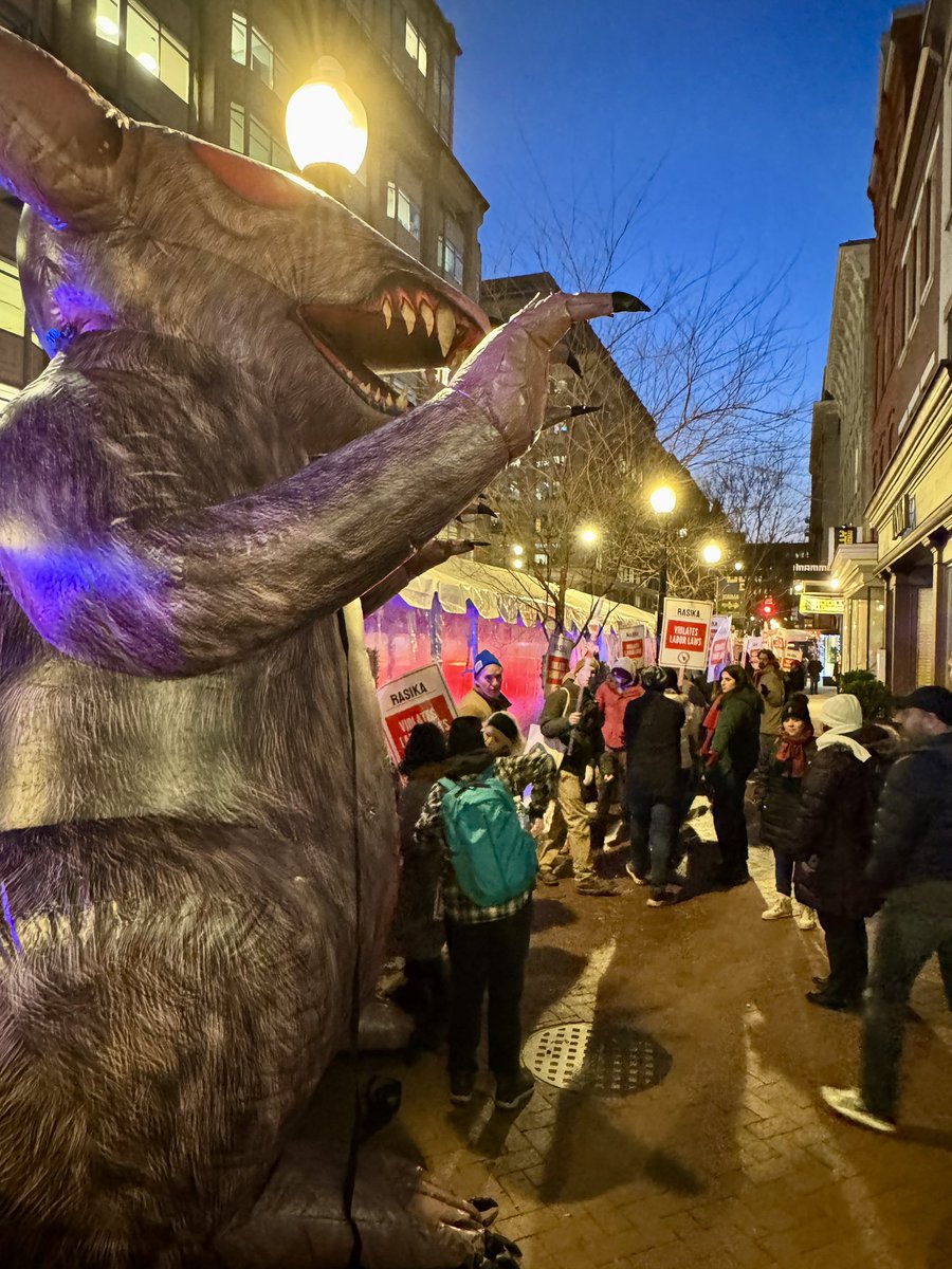 More than 150 workers and community members picketing Rasika on a frigid Thursday night.

Workers there report being illegally fired, threatened, and harassed for organizing a union with @DCCulinaryUnion.