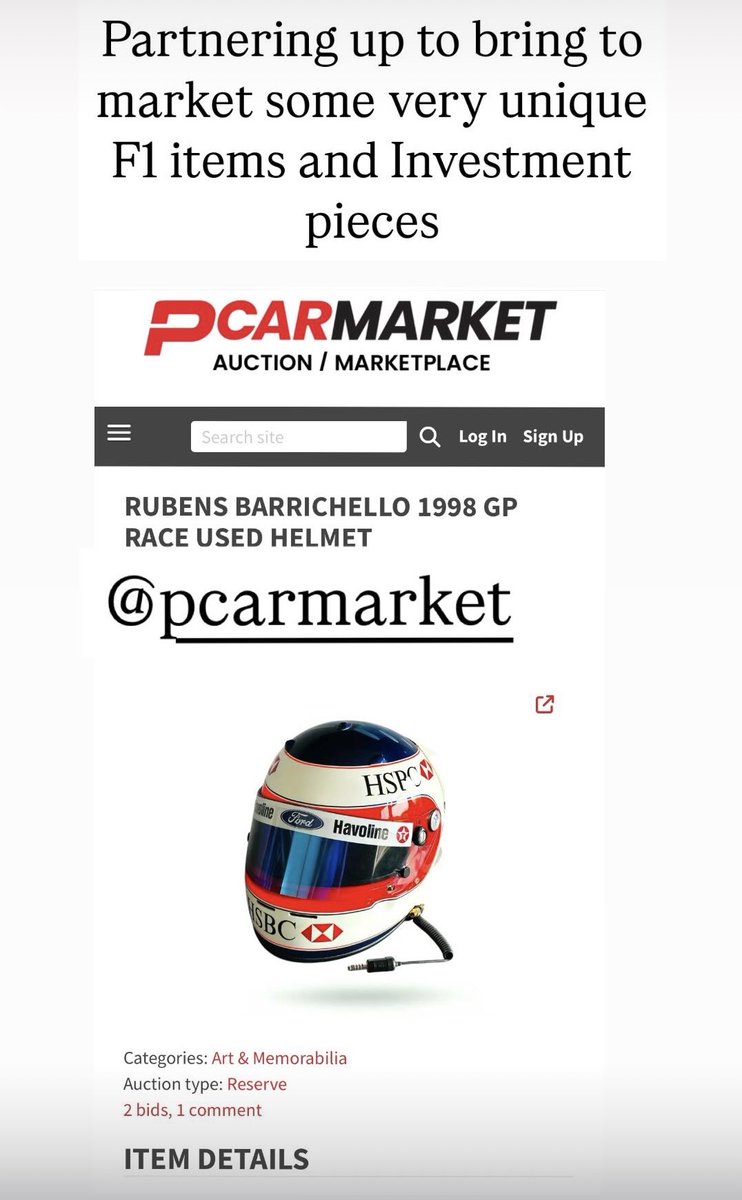 We are teaming up with Pcarmarket to bring some unique F1 memorabilia to the market keep an eye out and give us a follow