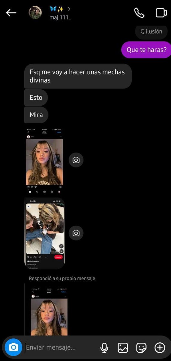 Kimosabitsu's tweet photo. intentando ver a donde queria llegar le hice la charla de amiguis y empezo a hablarme de lo que se haria en el pelo y de el milo J no se que, pero si se fijan me mando una foto supuestamente de "ella" mostrandome solo como tenia el pelo sin mostrar nada mas (creo era fake) https://t.co/fzBZZJodz3