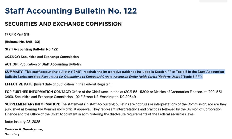 TylerSCrypto's tweet image. BREAKING NEWS 🚨 SEC RESCINDS SAB 121, WHICH NOW ALLOWS BANKS TO CUSTODY BITCOIN

Just when I thought I couldn’t get anymore bullish…