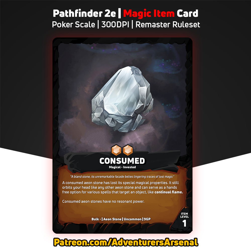AdventArsenal's tweet image. Introducing the first in our Aeon Stone series, the Consumed Aeon Stone! This mysterious relic brings a touch of lost power to your Pathfinder 2E games.

Support us on Patreon to help us create more! patreon.com/c/AdventurersA…

#Pf2e #Pathfinder #DnD #TTRPG