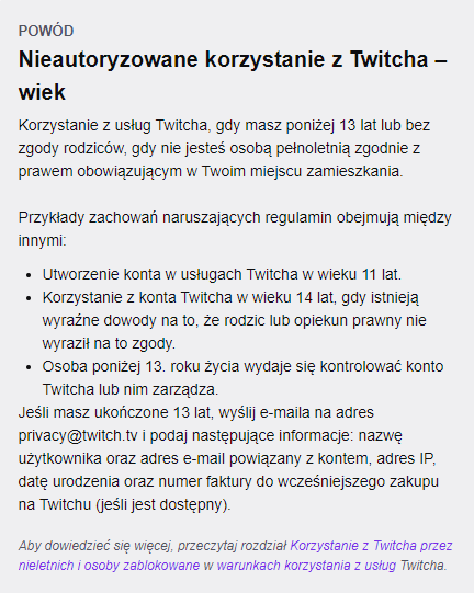 yhm_000's tweet photo. @LPskoK @TwitchSupport Też z 3 lata temu miałem za to bana 
ale miałem chociaż maila kontaktowego podanego XD
możesz spróbować wysłać odwołanie na tego co ja miałem 
może jeszcze działa https://t.co/7aSUy85jLW