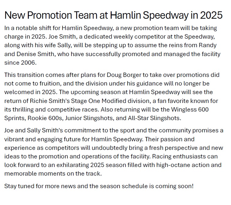 HamlinSpeed's tweet image. Big News @HamlinSpeed