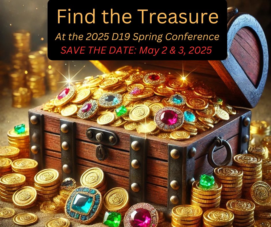 YOU can now register for May 2nd and 3rd District 19 2025 Conference at the Hilton Garden Inn in Urbandale,
HOW TO REGISTER FOR THE CONFERENCE:
Visit the registration page: district19.me/2024-district-…
 $80 Early Bird registration fee (it goes up in February)