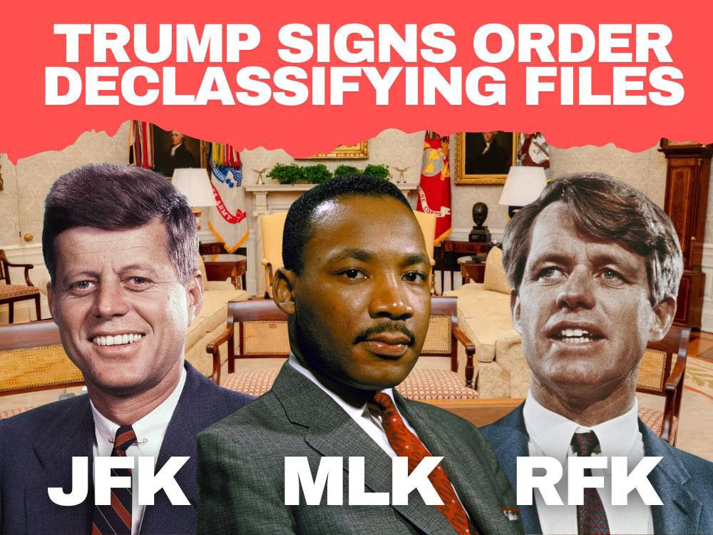 <a href="/RealAlexJones/">Alex Jones</a> JFK, MLK AND RFK FILES INCOMING

Incredible to see President Trump signing the order that will lift the veil on decades of secrets.

“Give this to RFK Jr” - <a href="/POTUS/">President Donald J. Trump</a> 🇺🇸