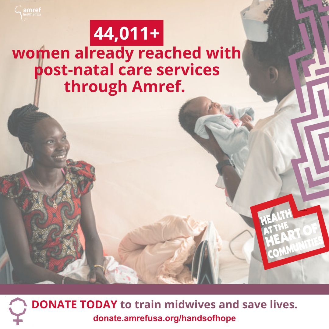 Today is #MaternalHealthAwarenessDay! Every mother deserves the chance to deliver safely and watch her child grow. Yet, too many women face life-threatening risks due to a lack of skilled care. Train a midwife today! donate.amrefusa.org/handsofhope . 💛  #MidwivesSaveLives