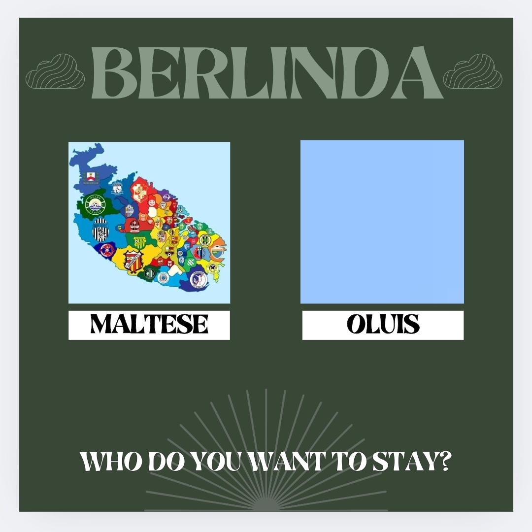 The first Berlinda is formed!

Who do you want to stay? 
<a href="/ebabado51/">oLuis</a> or <a href="/Maltese_maps/">Maltese Maps</a> 

Remember that you can vote multiple times! Just go back to the top of the page! You can vote an unlimited number of times.

docs.google.com/forms/u/0/d/e/…
^ Vote!