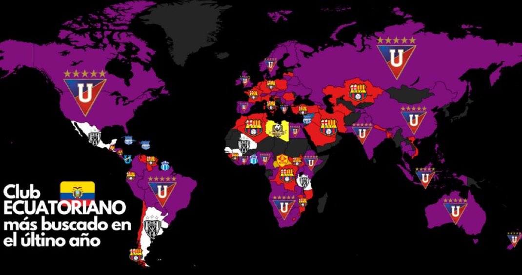 TheMisterSB21's tweet photo. 🔎| Clubes ecuatorianos más buscados en 2024 |

🏅 LIGA, rey absoluto.

Hasta en Australia jajaja

📸@mapas_x 

#LDU / #VamosLIGA https://t.co/1utym4mA5c