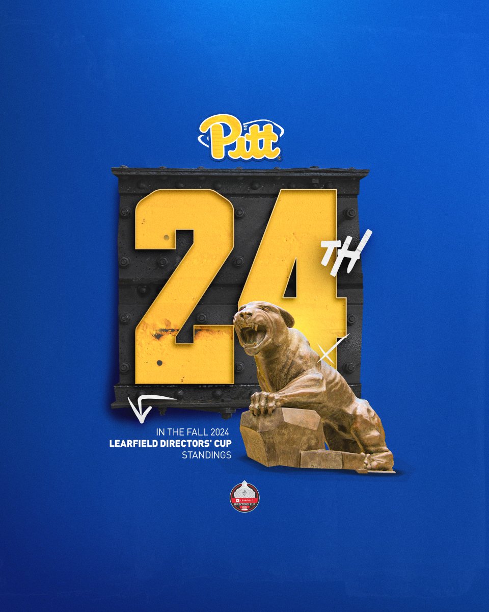Pitt_ATHLETICS's tweet photo. Your Pitt Panthers ➡️ 24th in the LEARFIELD Directors’ Cup fall standings! 🔵🟡

Read more: https://t.co/FE0M2iYc2v https://t.co/MCmRiyWrCl
