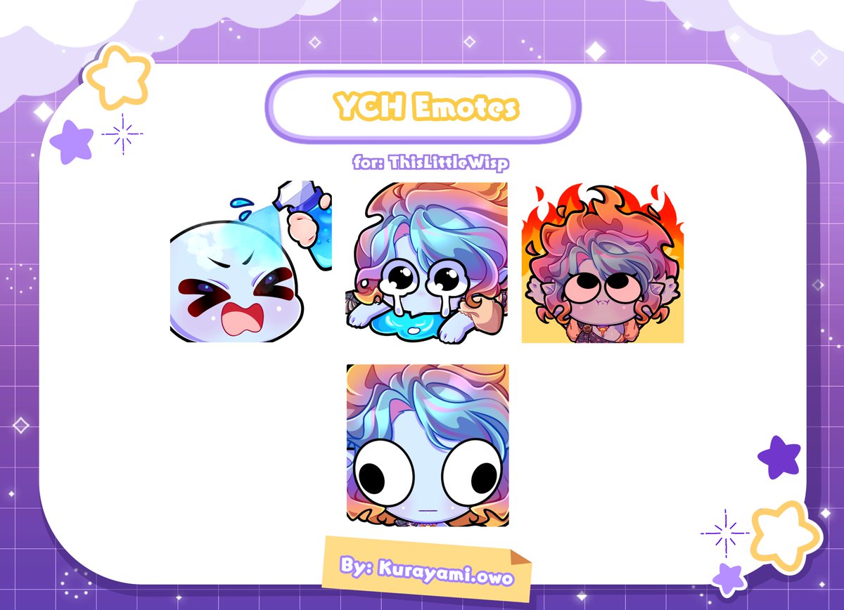 ...........................................................
✧YCH-Emotes commission for <a href="/ThisLittleWisp/">Marshy</a> 
✨thank you for the pacience!

✧RTs are appreciated!

............................................................

#VGen #VGenComm #Emotes #vtuber #TwitchEmoteArtist #cute