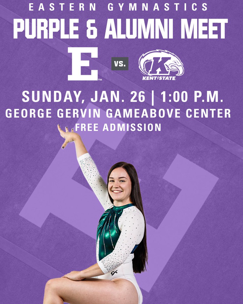 EMUGym's tweet photo. 🟣 𝓟𝓾𝓻𝓹𝓵𝓮 𝓜𝓮𝓮𝓽 🟣

See you Sunday at 1 p.m.!

#EMUEagles https://t.co/FRUggnrbNO