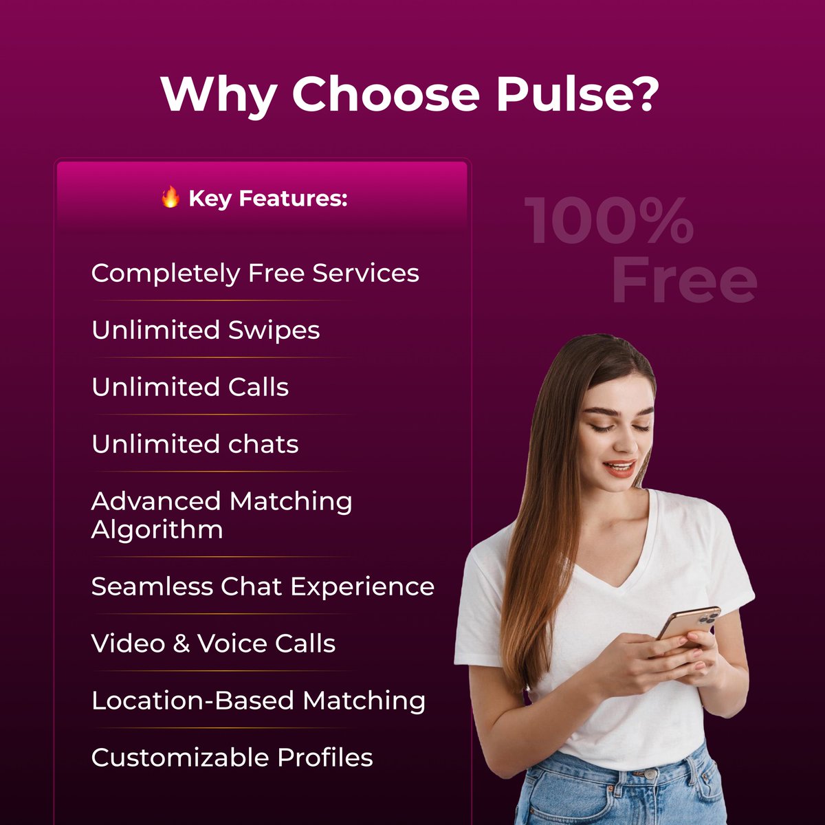 Pulse4180087909's tweet image. "Find your heartbeat in the crowd. 💞 With Pulse, love is just a swipe away – and it's 100% FREE!
#PulseApp #FeelThePulse #DatingRedefined #ModernLove #100PercentFree #LoveWithoutLimits #NoFeesOnlyLove #FindYourMatchFree   #PulseLaunch #ComingSoonWithPulse #PreLaunchVibes