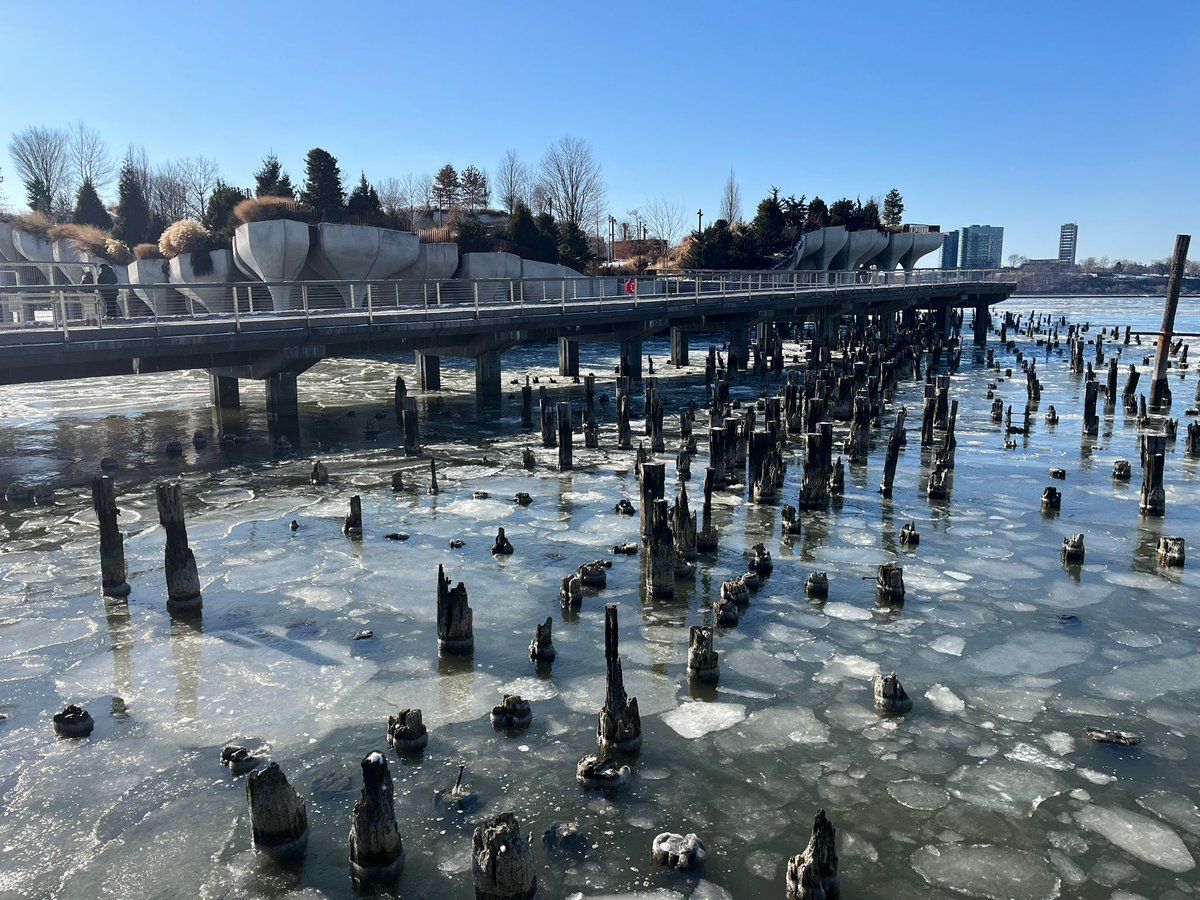 Brrrr🥶! As temp hit below freezing the river began to freeze yesterday! You might see ice floes along HRPK, which are packs of flat floating ice drifting on the surface of the Hudson River. Make sure you bundle up when you come visit, and tag us in your photos of the floes!