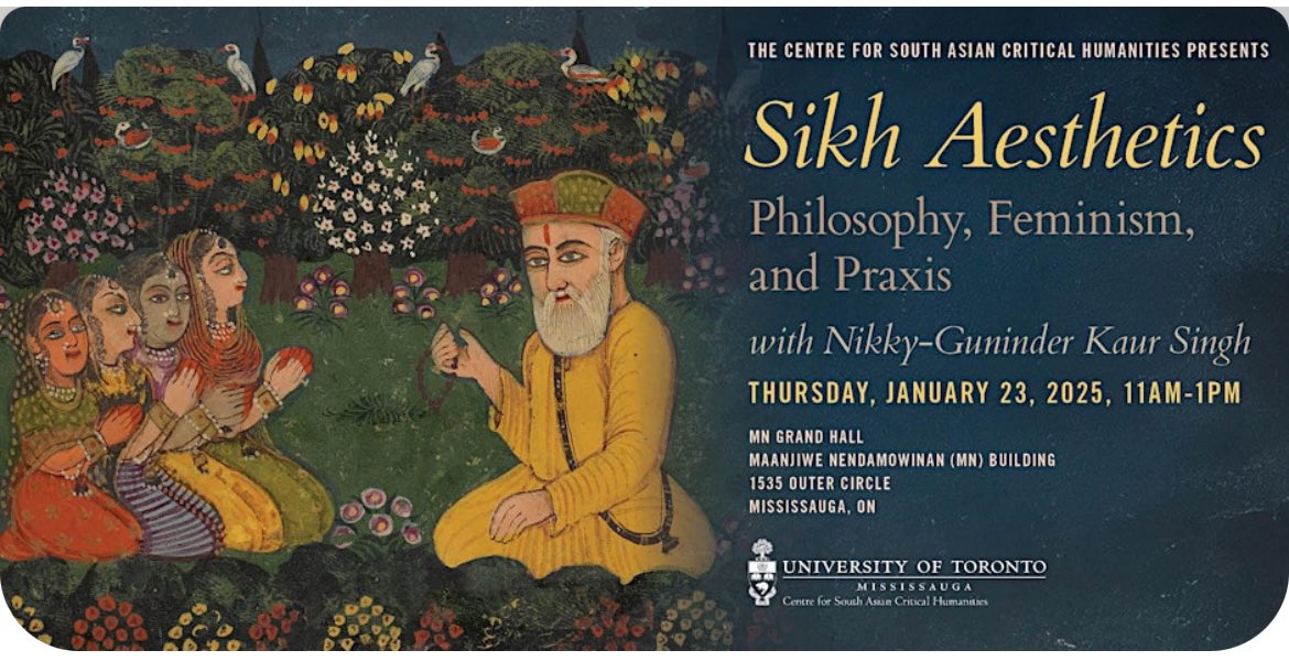 This morning’s lecture on Sikh Aesthetics: Philosophy, Feminism, and Praxis delivered by Dr. Nikky-Guninder Kaur-Singh was amazing.  

Things that resonated with me: multisensory &amp; embodied knowledge, feminine subjectivity, reworlding through stories, cosmic aarti