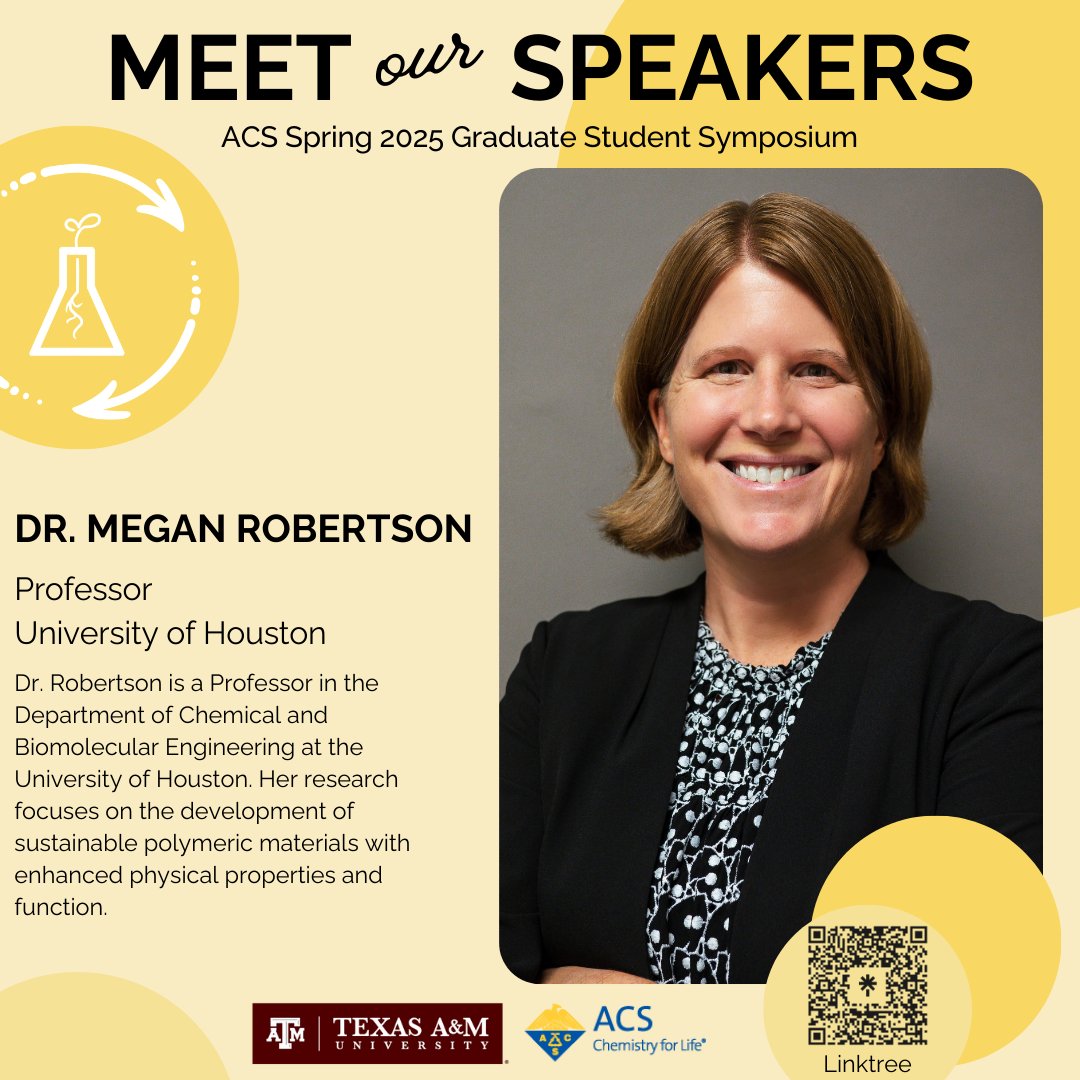 tamugsspc's tweet image. We are honored to host Dr. Megan Robertson @UHRobertsonLab at our upcoming symposium!
Stay tuned to meet more of our speakers! #acs #gsspc #tamuchemistry 馃И馃ゼ