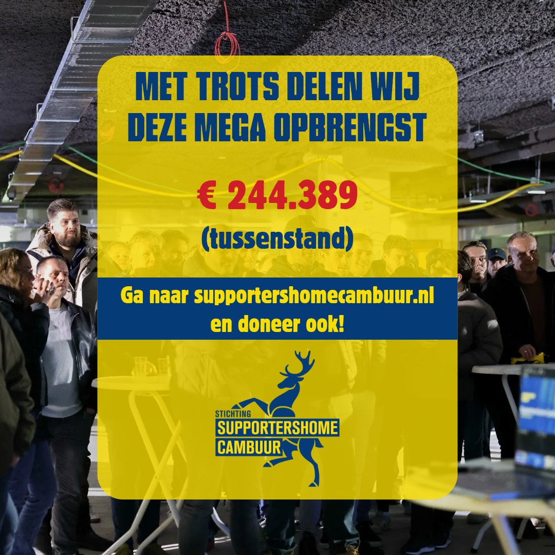 Een werkelijk indrukwekkende mijlpaal! 

Dankzij alle donaties van onze trouwe supporters, de Club van 1964, <a href="/KernVanCambuur/">𝗞ern 𝗩an 𝗖ambuur</a>, <a href="/CambuurCulture/">Cambuur Culture</a>, Pieter Kooi en succesvolle acties zoals bijv. de theatershow in de Harmonie en het MI-SIDE feest.

Dit is Cambuur 💛💙

#Clubvan1964