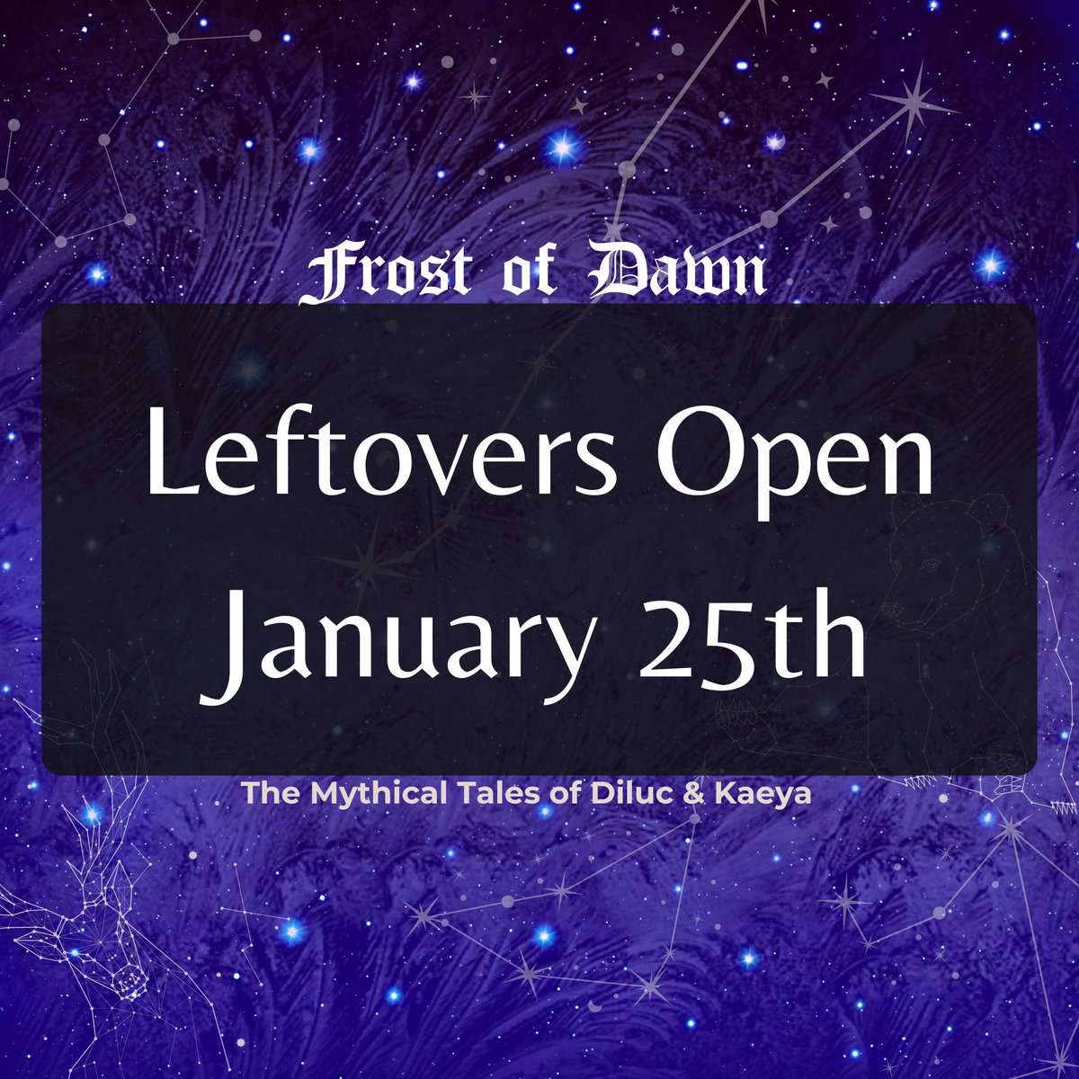 luckaeluczine's tweet photo. 🔥Frost of Dawn: Leftovers❄️

Our leftovers will be opening this Saturday! We have limited stock, so make sure to order when you can! https://t.co/wctQDkpqT8